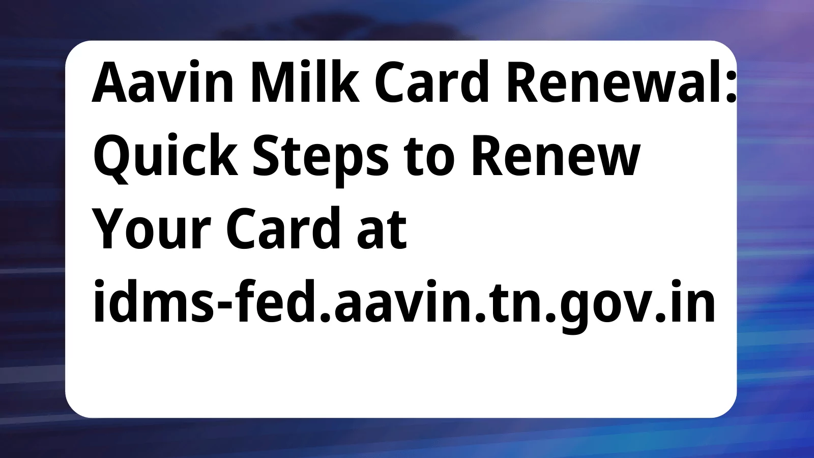 image awas yojana Aavin Milk Card Renewal